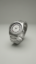World time stainless steel watch